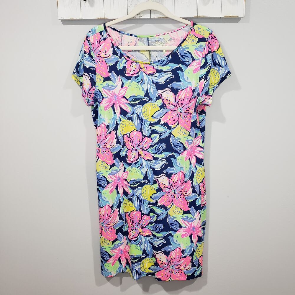 Lilly Pulitzer Marlowe Dress Capri Soleil Print L Pink Blue Shift